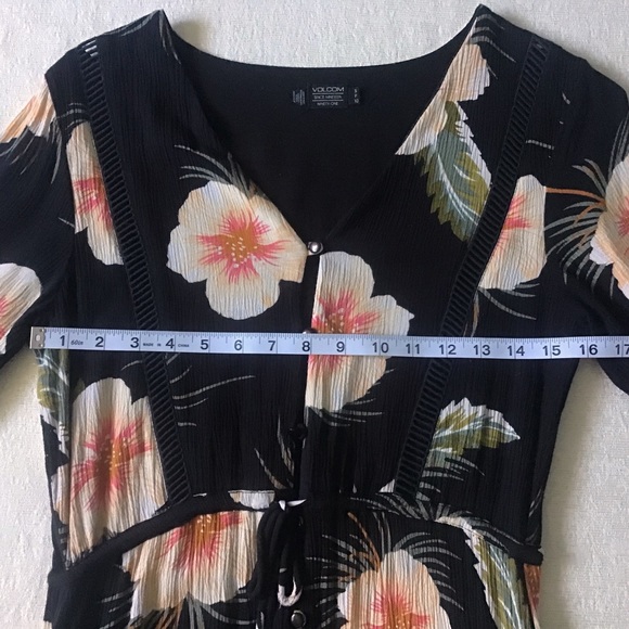 Volcom High Low Button Front Dress Small Cover-Up Floral Print Midi Length - Picture 12 of 14